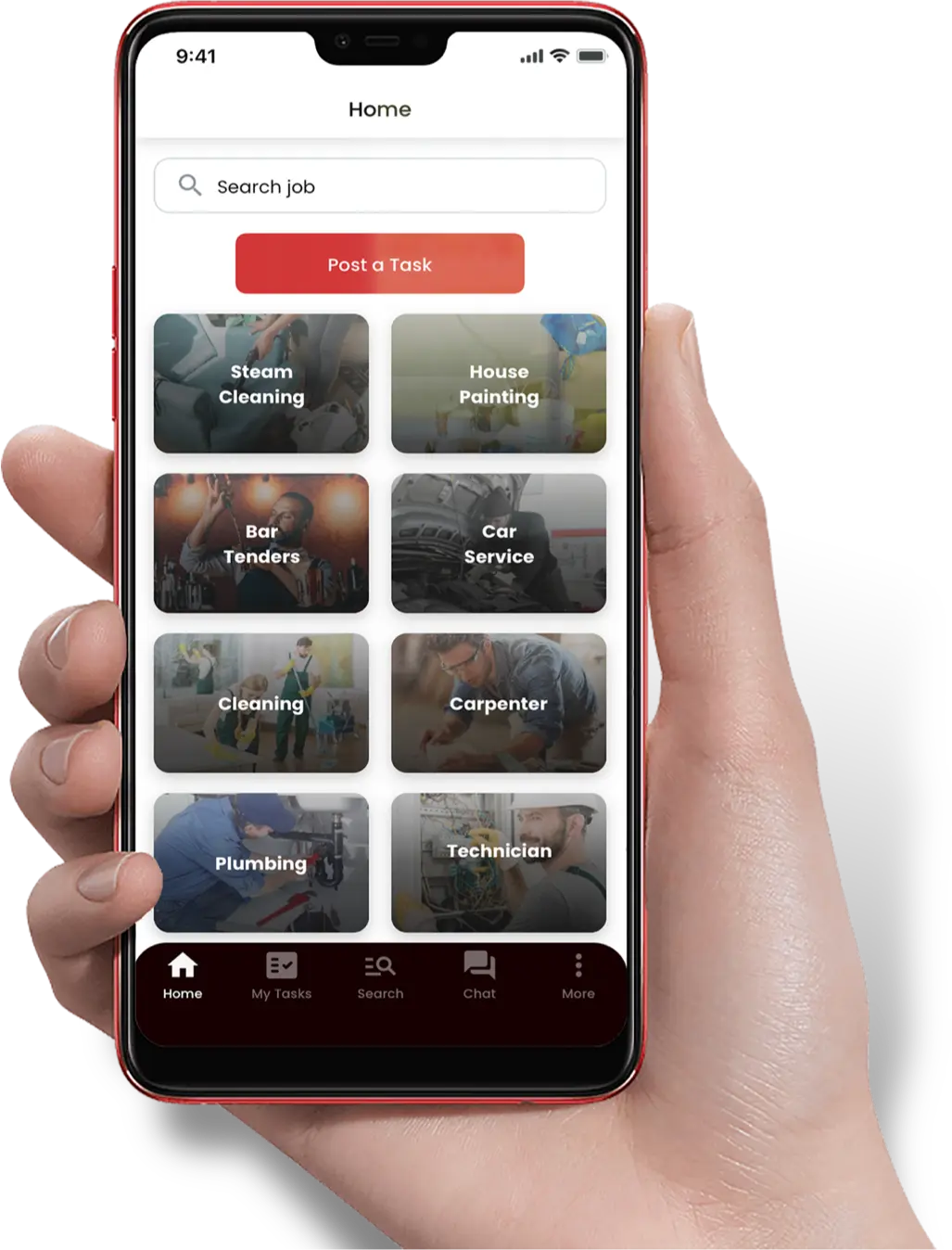Phone mockup showing app features